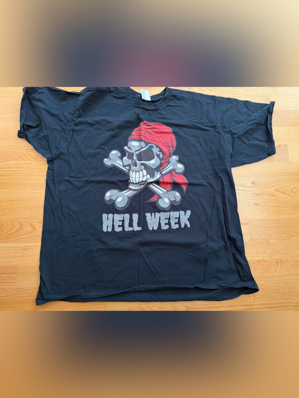 Port and Company Black Short-Sleeve Tee with Red Bandana Skull Graphic
